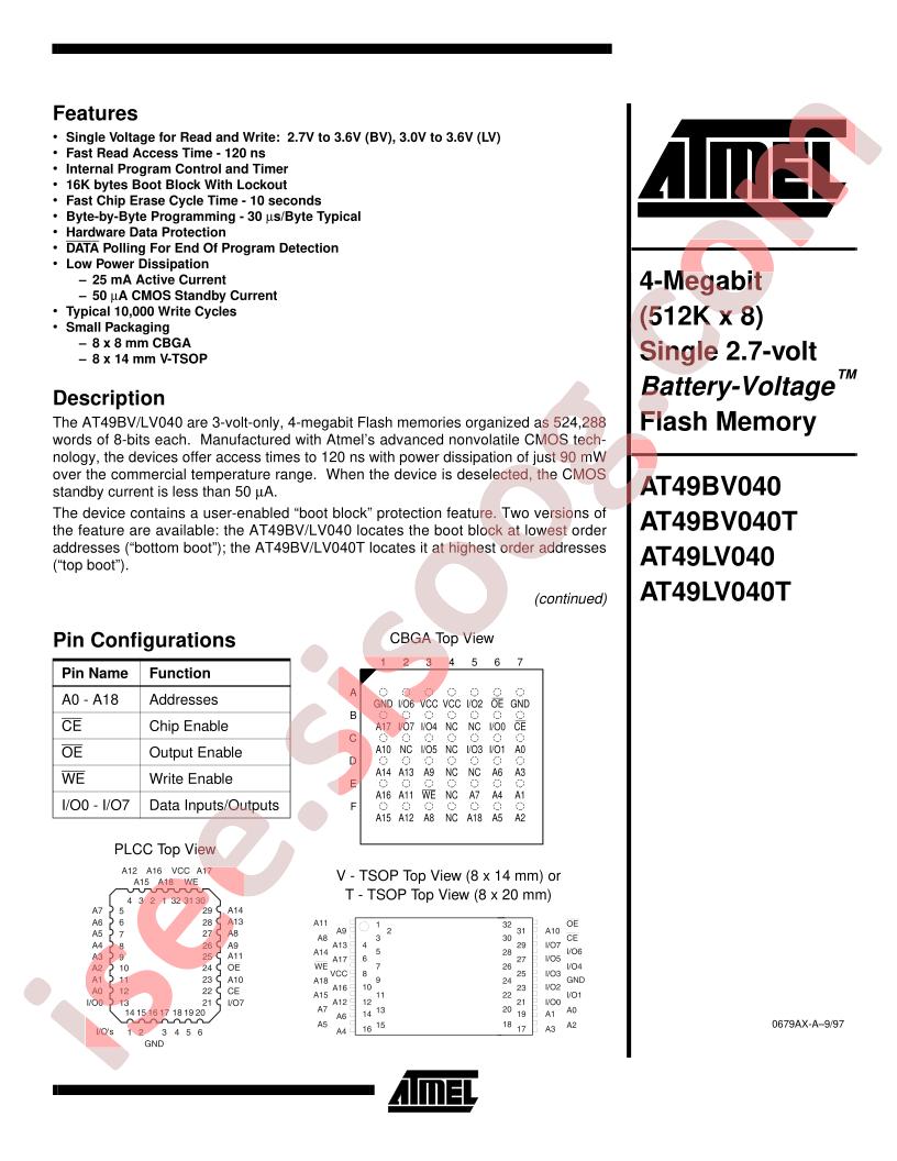 AT49LV040T-20CC