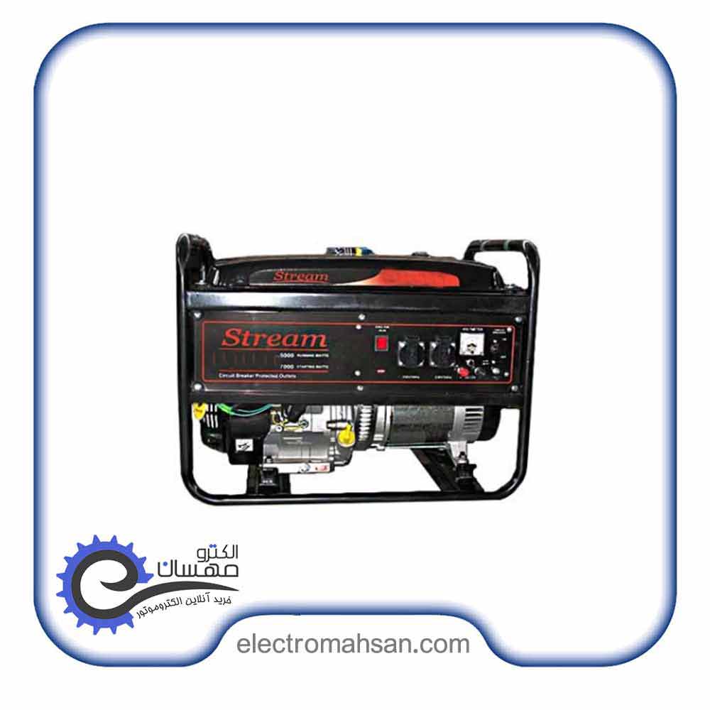 موتور برق بنزینی 5 کیلو وات، 220 ولت تکفاز، دو نوع استارت برقی، کد فنی SCD7001HSAT برند استریم