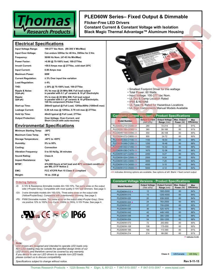 PLED60W-020-C3000-XX