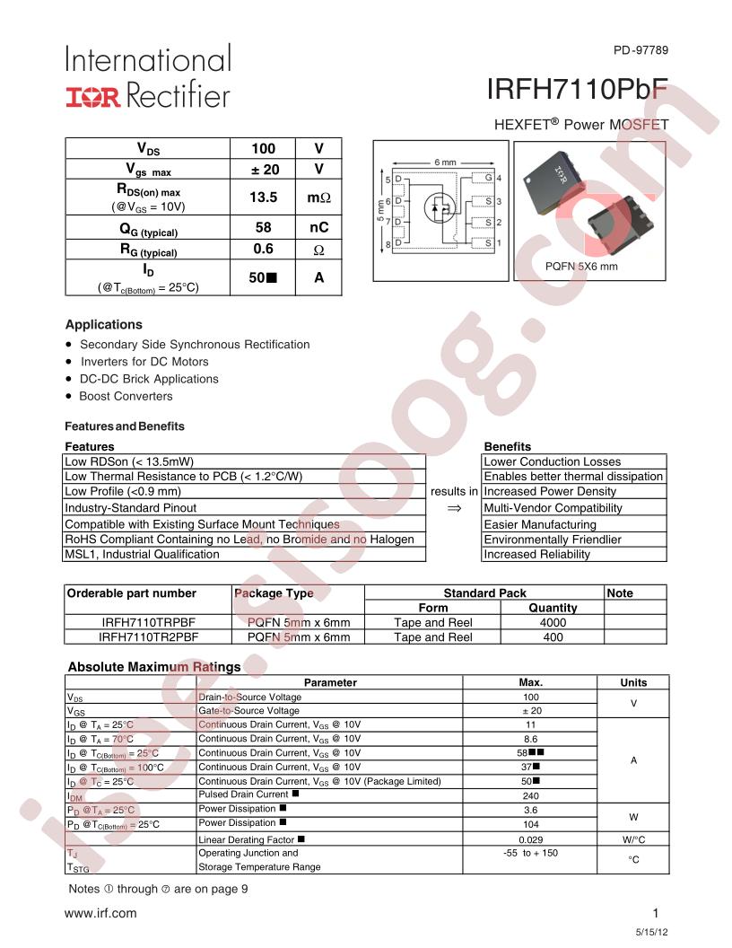 IRFH7110PBF