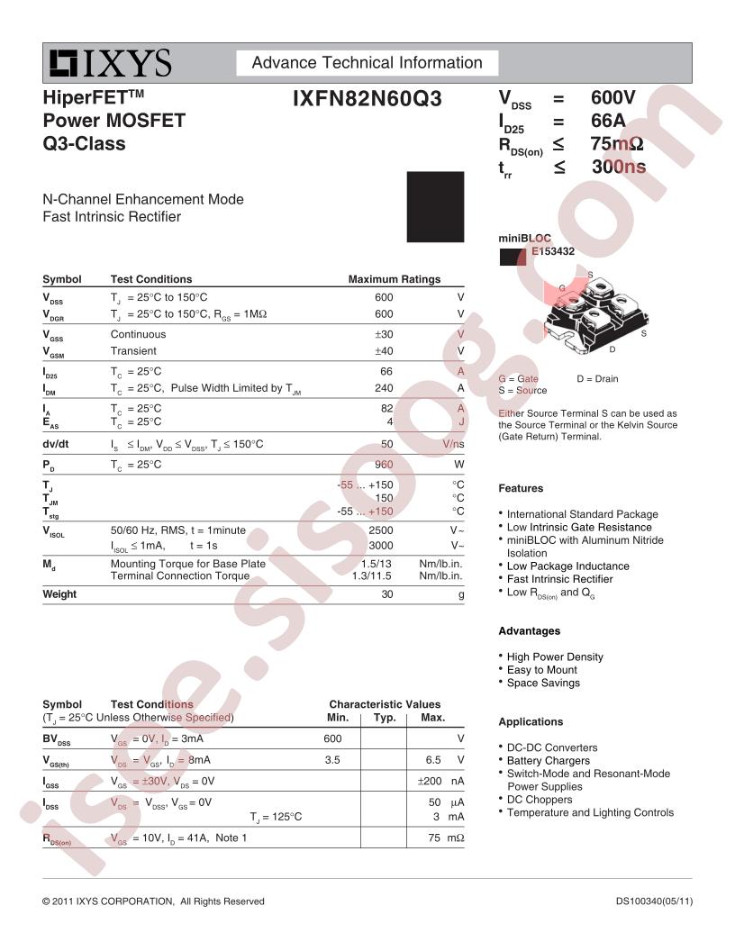 IXFN82N60Q3
