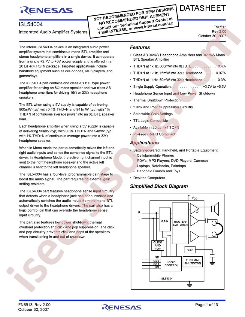 ISL54004IRTZ
