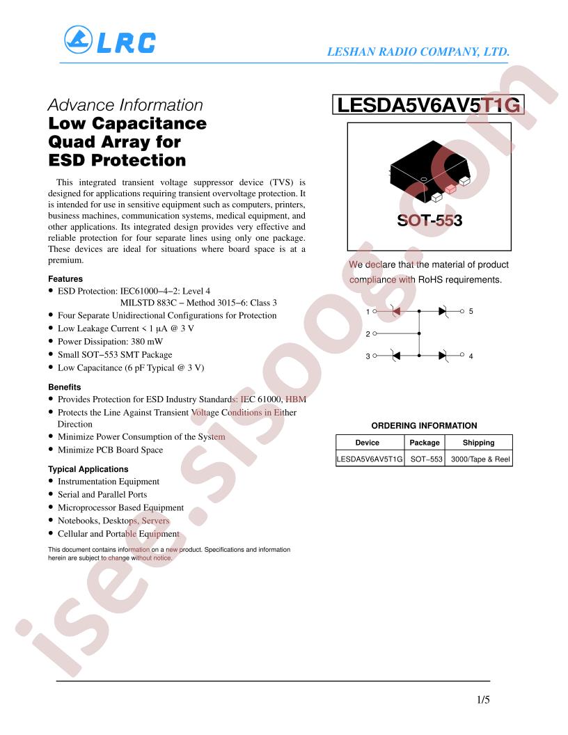LESDA5V6AV5T1G