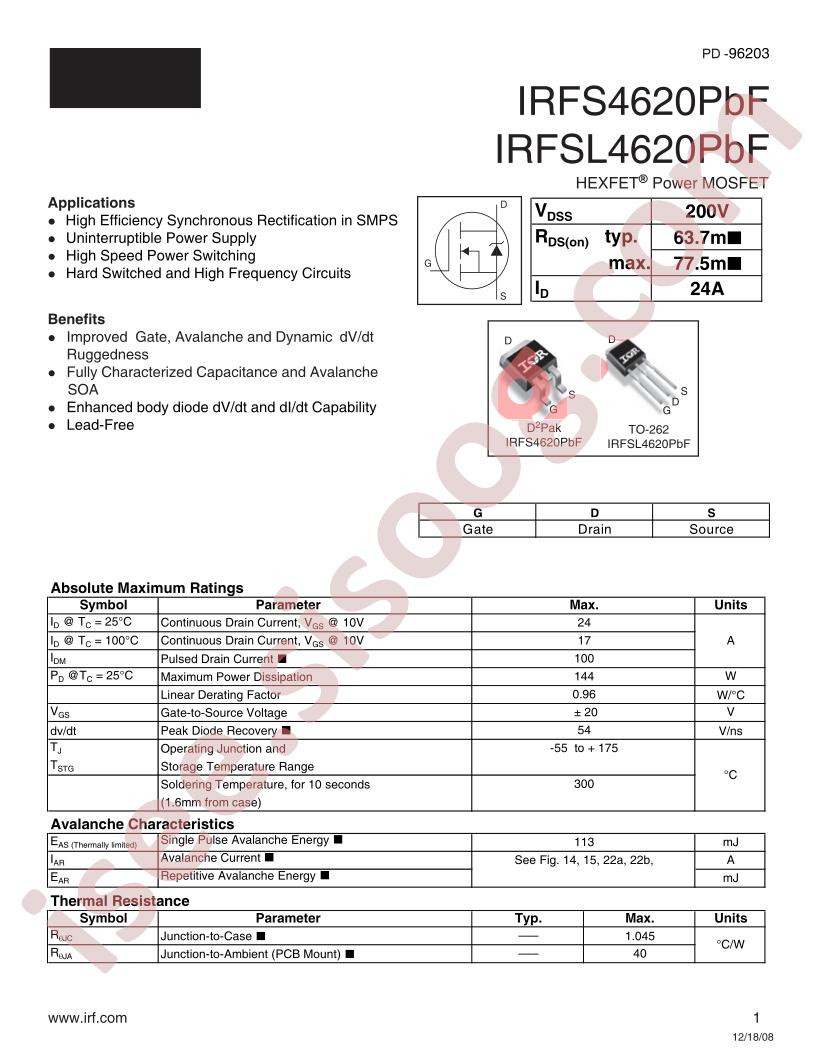 IRFS4620PBF