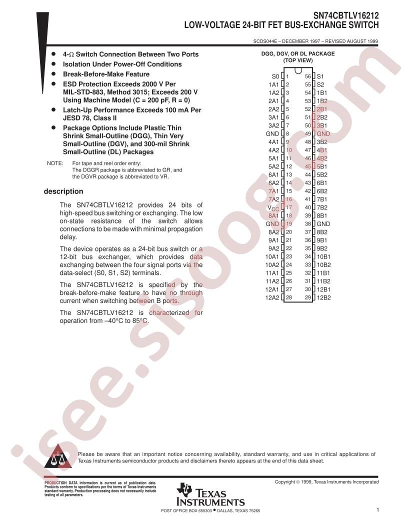 SN74CBTLV16212