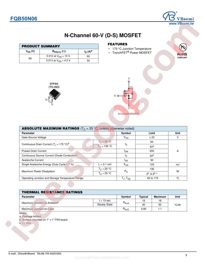 FQB50N06