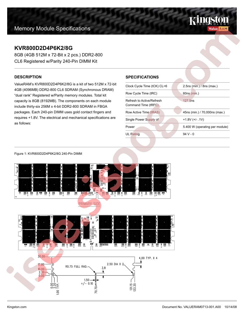 KVR800D2D4P6K2-8G