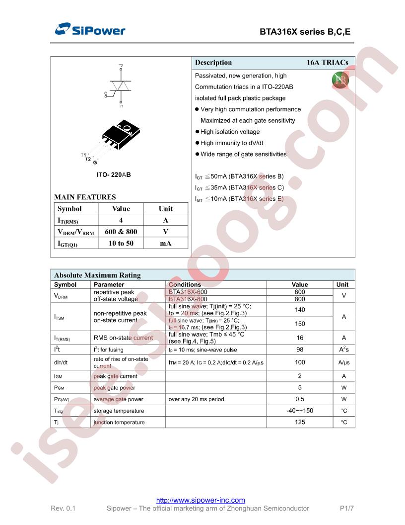 BTA316X-600E