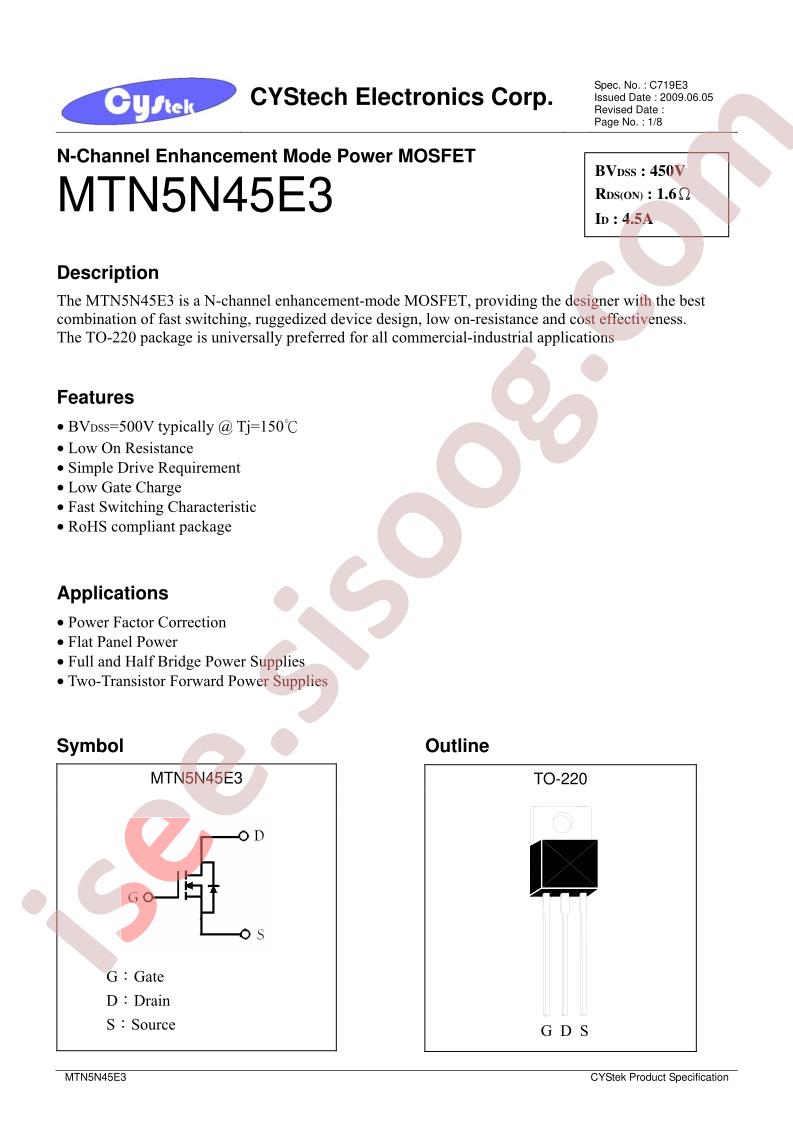 MTN5N45E3