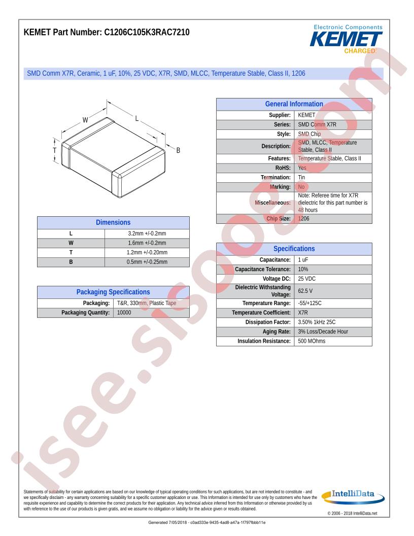 C1206C105K3RAC7210