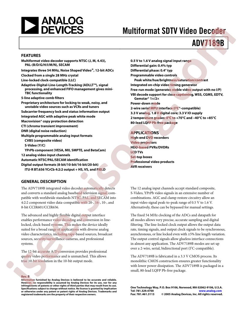 ADV7189BKSTZ10F2