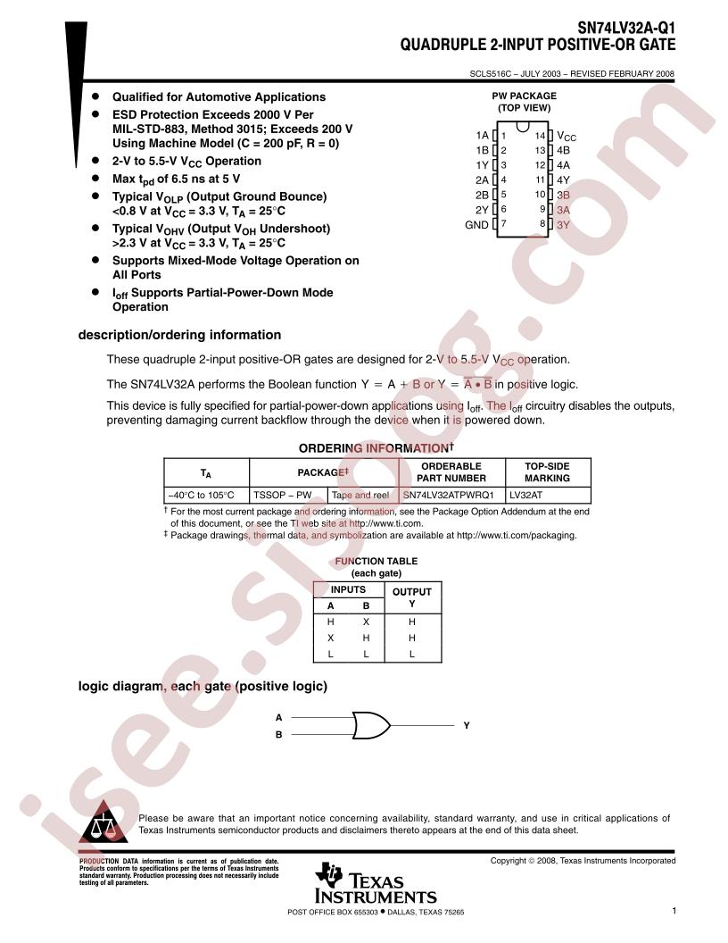 SN74LV32A-Q1