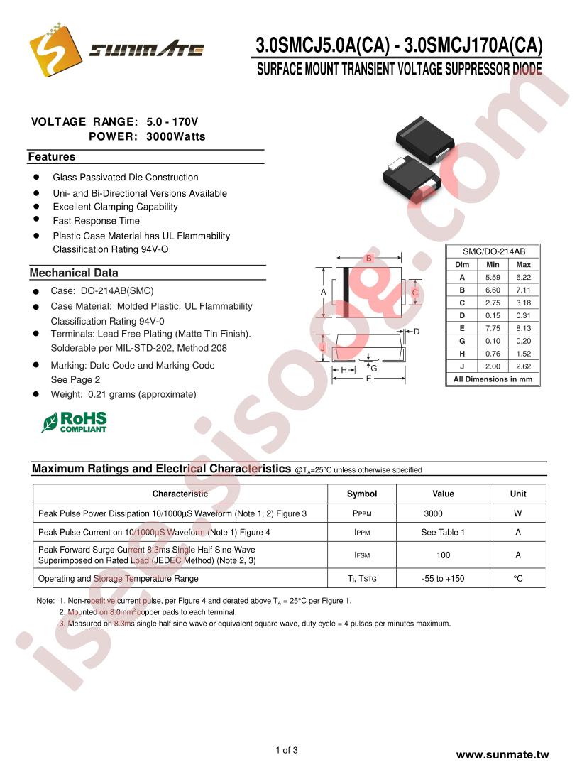 3.0SMCJ5.0A