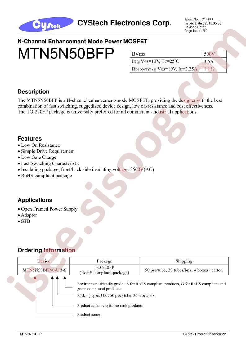 MTN5N50BFP