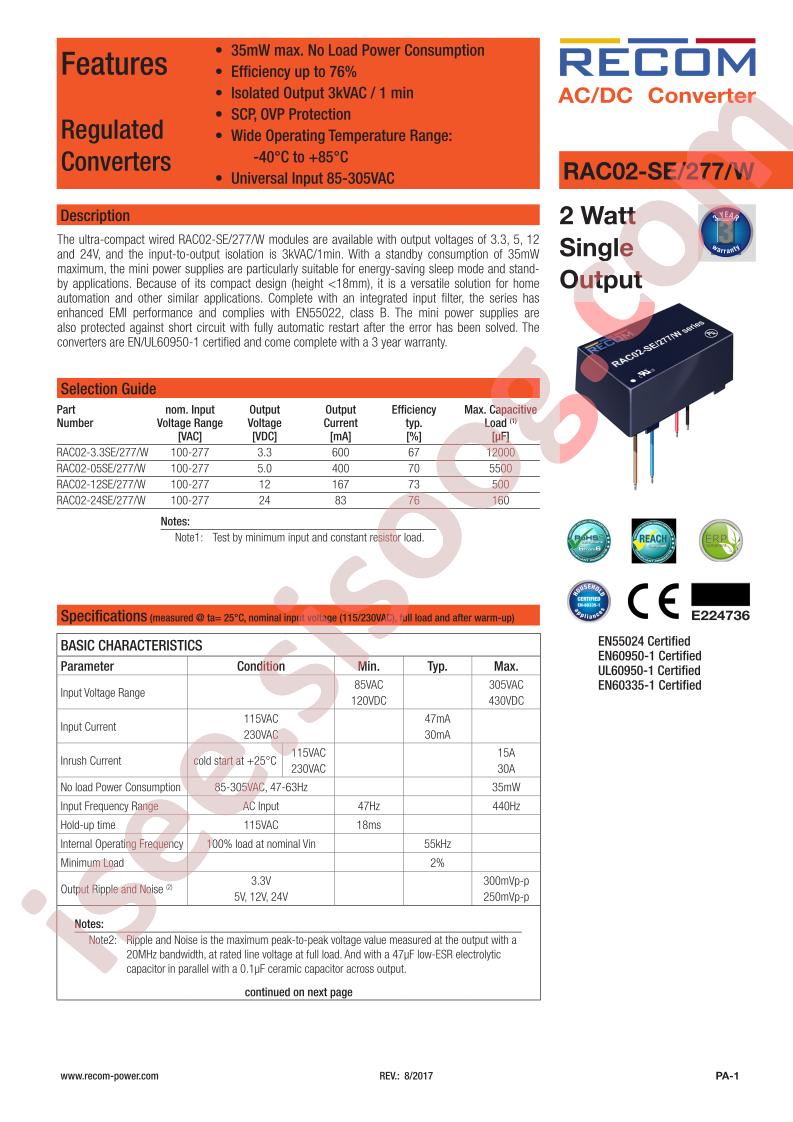 RAC02-24SE277W