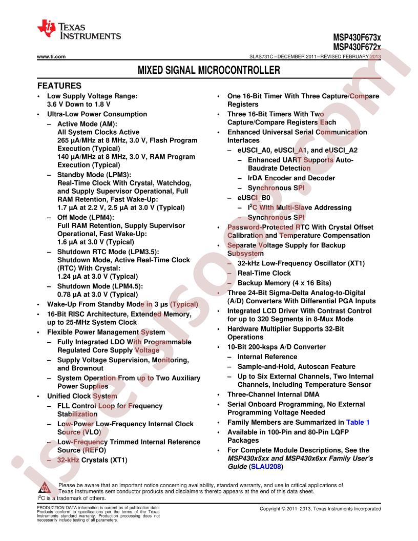 MSP430F6736IPN