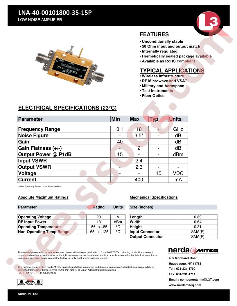 LNA-40-00101800-35-15P