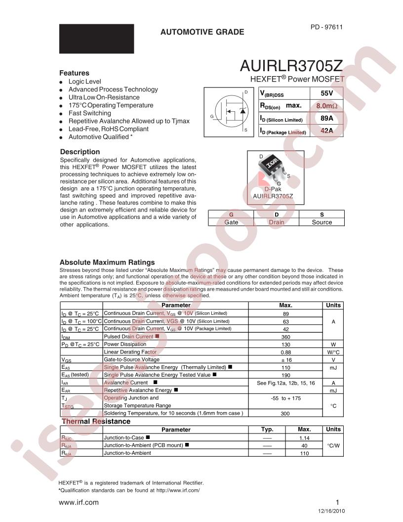 AUIRLR3705Z
