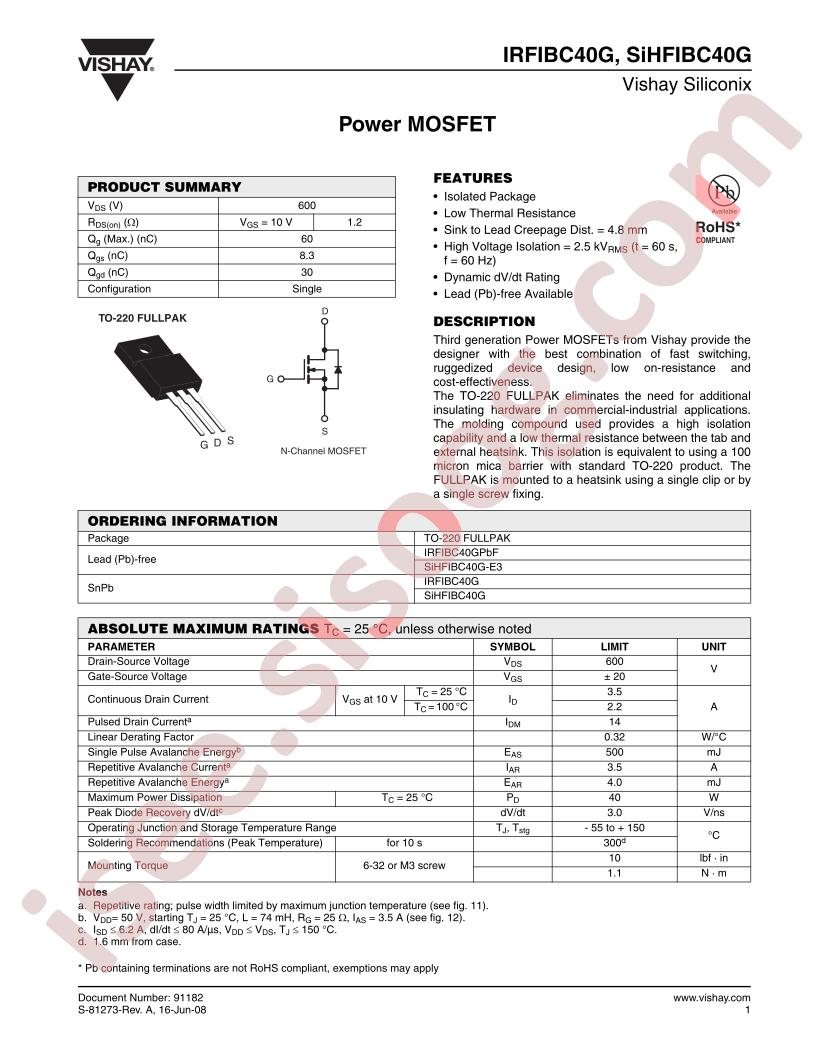 IRFIBC40G
