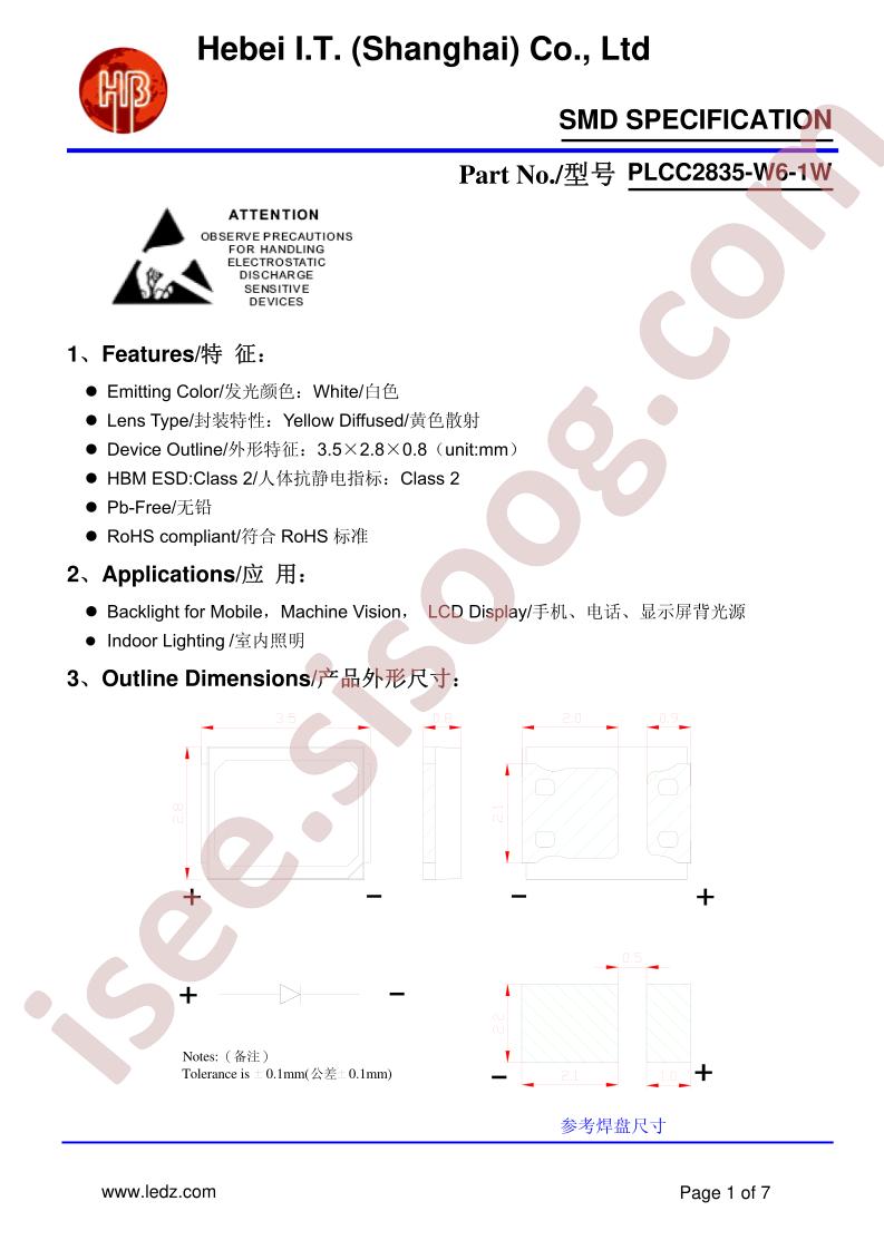 PLCC2835-W6-1W