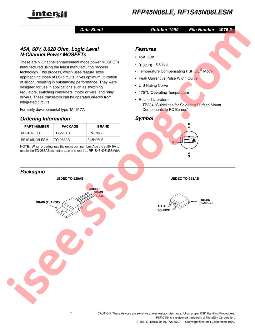 RFP45N06LE