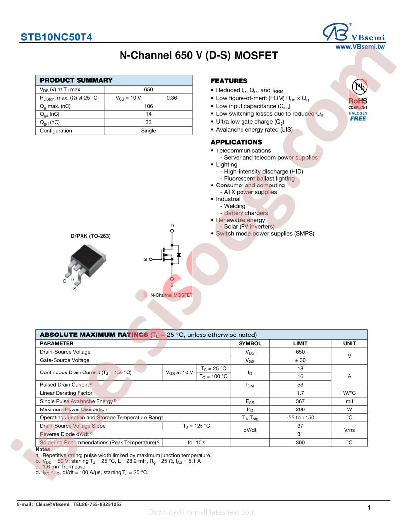 STB10NC50T4