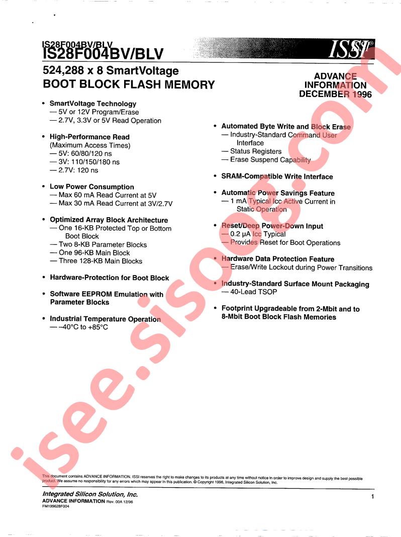 IS28F004BVT-80T