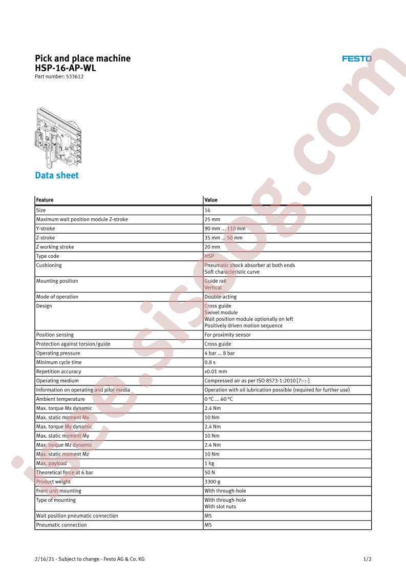 HSP-16-AP-WL