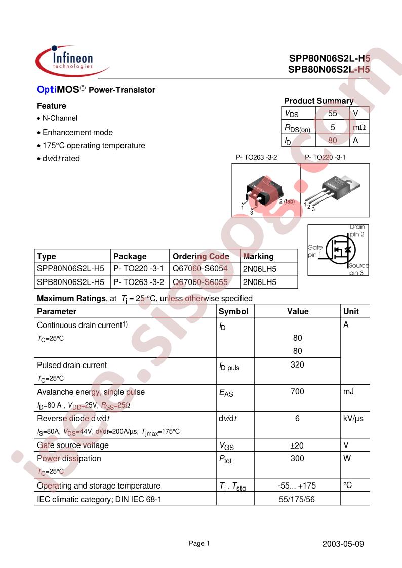 SPP80N06S2L-H5