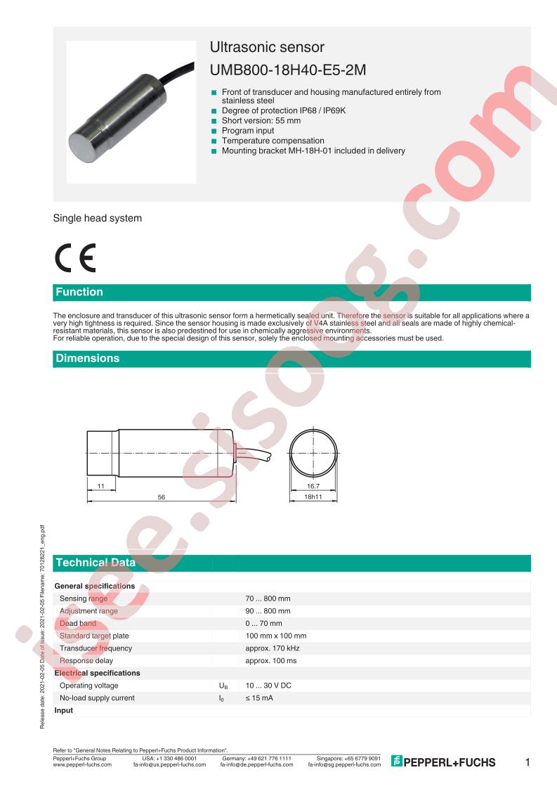 UMB800-18H40-E5-2M