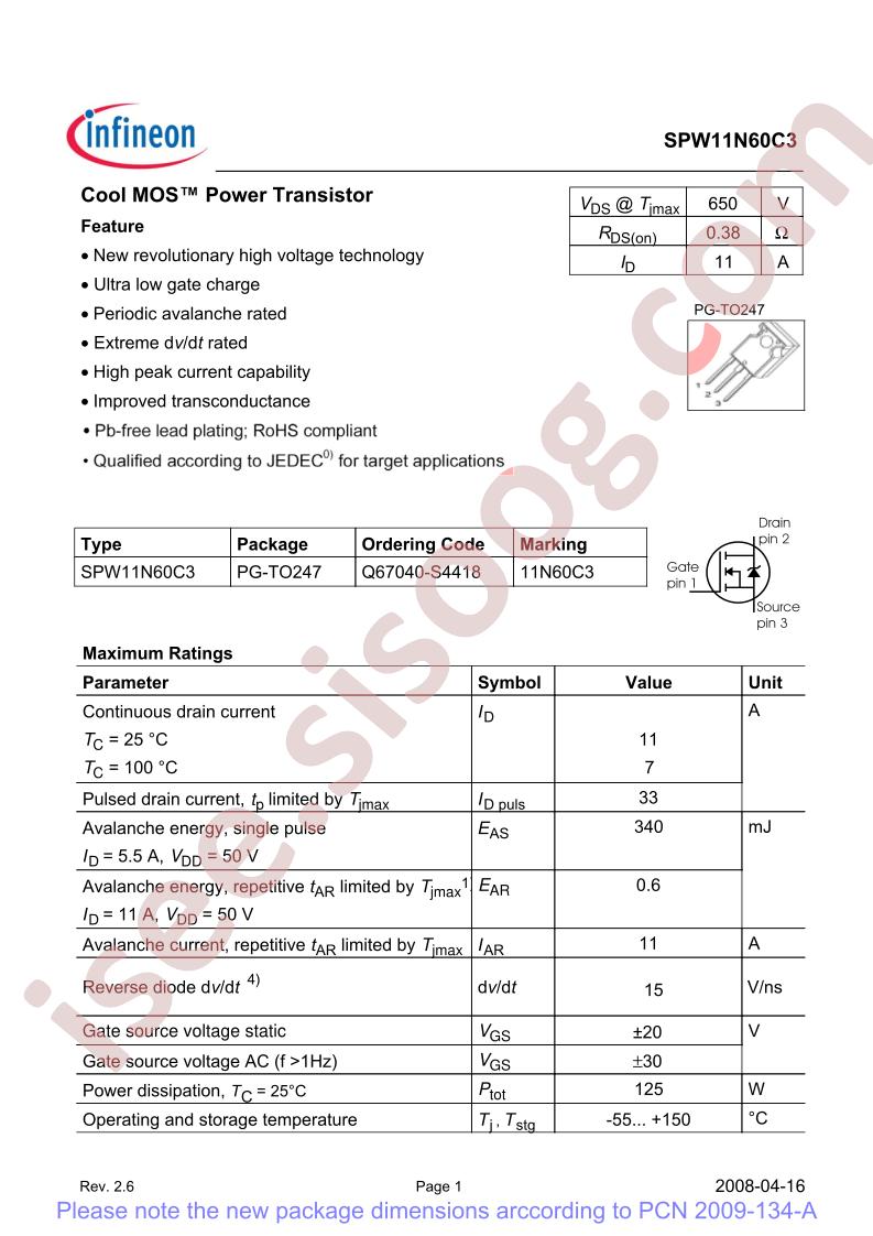 SPW11N60C3_08