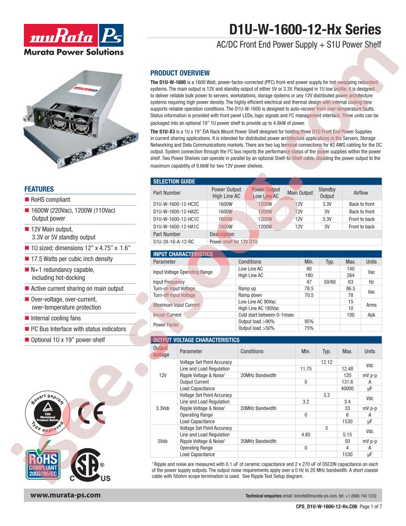 D1U-W-1600-12-HA1C