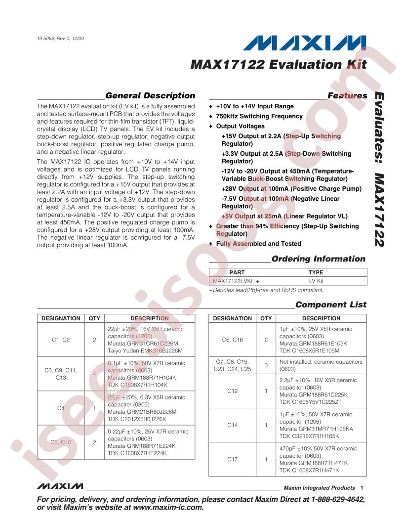 MAX17122EVKIT