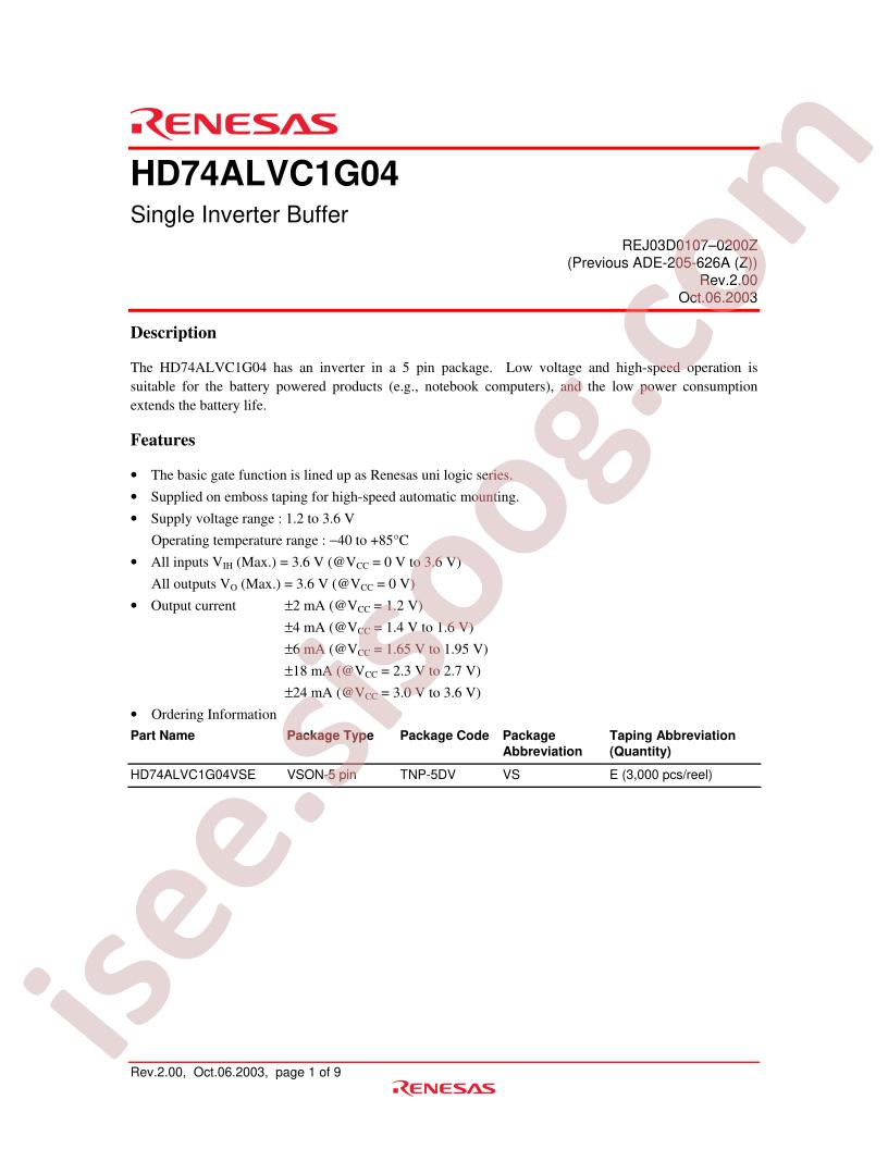 HD74ALVC1G04