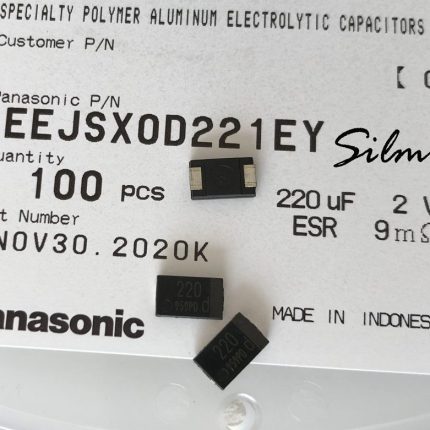 خازن پلیمر جامد 220 میکرو فاراد 2 ولت Panasonic سری SX از نوع SP-CAP