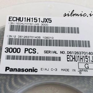 خازن 150 پیکو فاراد 50 ولت Panasonic سایز 0805 نوع pps با دمای کاری 125 درجه