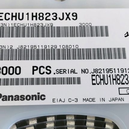 خازن 82 نانو فاراد 50 ولت Panasonic سایز 2416 نوع pps با دمای کاری 125 درجه
