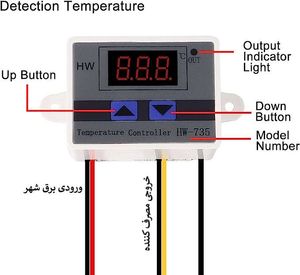 ماژول ترموستات HW-735 سرمایش گرمایش طرحW3001 برق شهر 220ولت همراه با سنسور دما