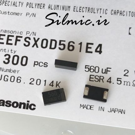 خازن پلیمر جامد 560 میکرو فاراد 2 ولت Panasonic سری SX از نوع SP-CAP
