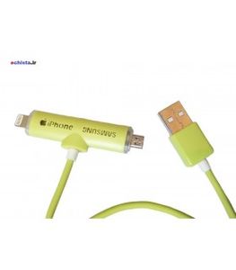 کابل دیتاشارژ 2 کاره Micro usb و آیفون LED دار