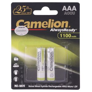 باتری دوتایی نیم قلمی شارژی Camelion AlwaysReady NI-MH HR03 1100mAh