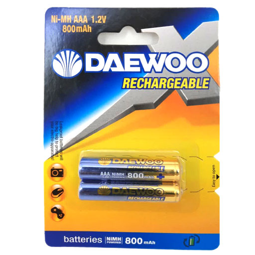 باتری نیم قلمی قابل شارژ دوو مدل Ni-MH بسته 2 عددی DAEWOO