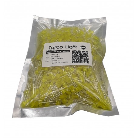 led بسته turbo light  مارک تایوانی مرغوب زرد 5mm اوال