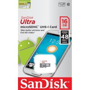 کارت حافظه میکرو اس دی 16 گیگ کلاس 10 برند SanDisk سرعت 48MB/s