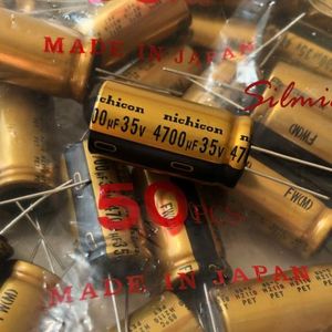 خازن های فای 4700 میکرو فاراد 35 ولت نیچیکون گرید استاندارد صوتی سری FW