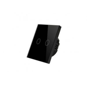 کلید دو پل هوشمند لمسی TUYA مشکی با قابلیت کنترل از طریق WiFi و RF433MHz