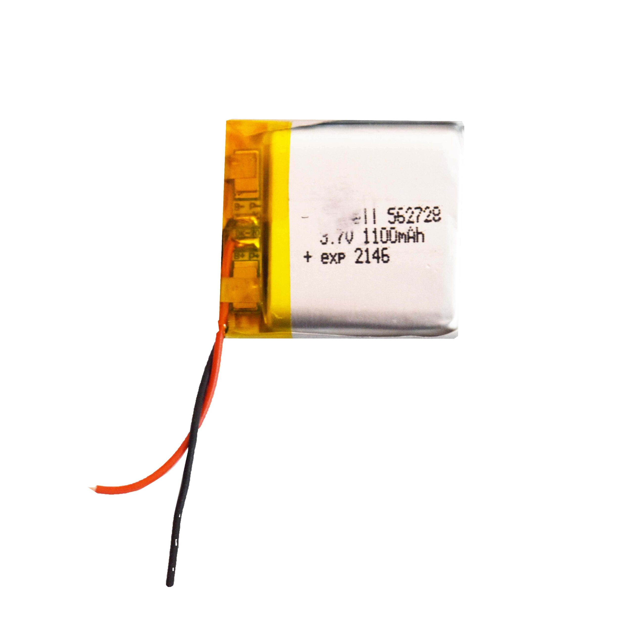 باتری لیتیوم پلیمر 3.7v ظرفیت 1100mA ابعاد 562728