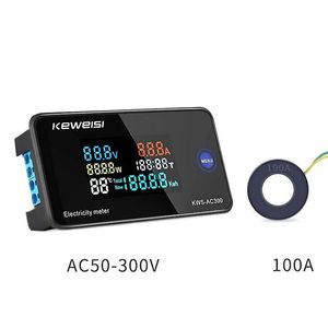 پاورمتر تک فاز 100A با نمایشگر رنگی مدل KWS-AC300 (دارای CT)