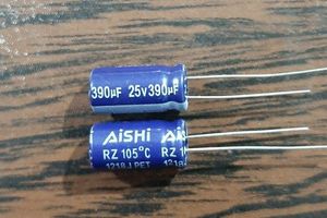 AiSHi 25V 390uF – خازن الکترولیت، 25 ولت، 390 میکروفاراد