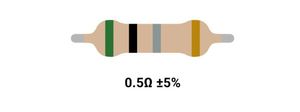 RESISTOR 2W 0.5R %5 – مقاومت 2 وات 0.5 اهم 5% کربنی